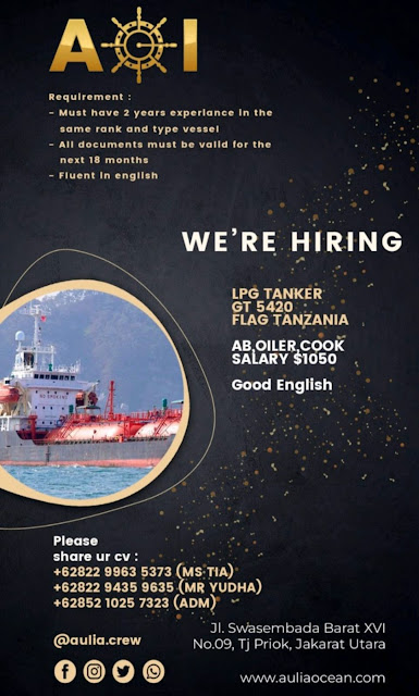 Job Vacancy Seafarer LPG Tanker & General Cargo Februari 2024