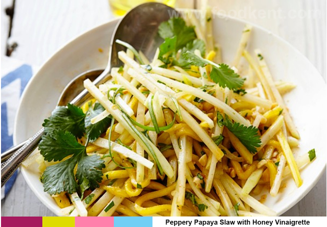 Peppery Papaya Slaw with Honey Vinaigrette