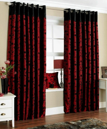 simple black and red curtains for living room