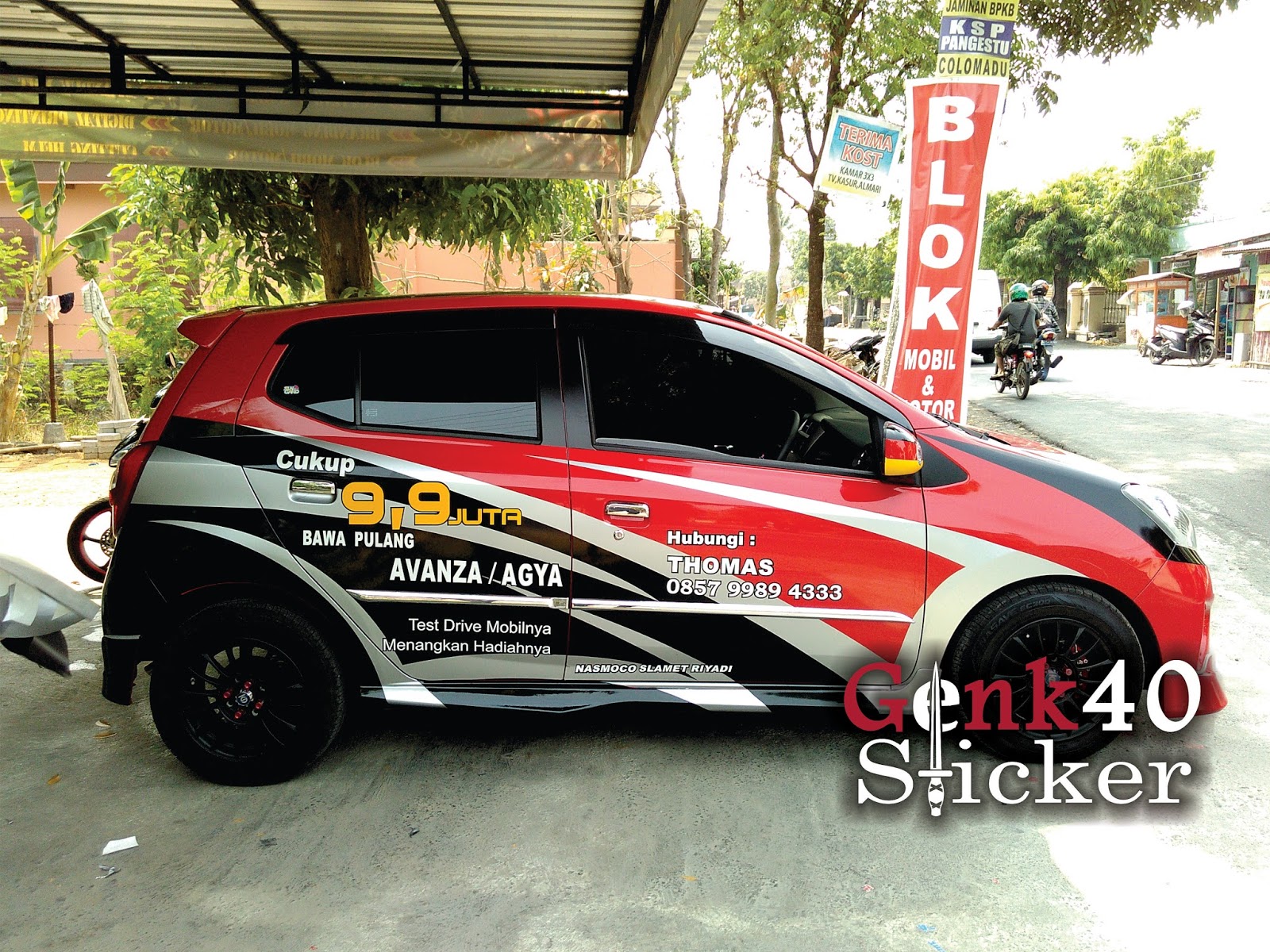 Modifikasi Stiker Mobil Agya Merah Arena Modifikasi