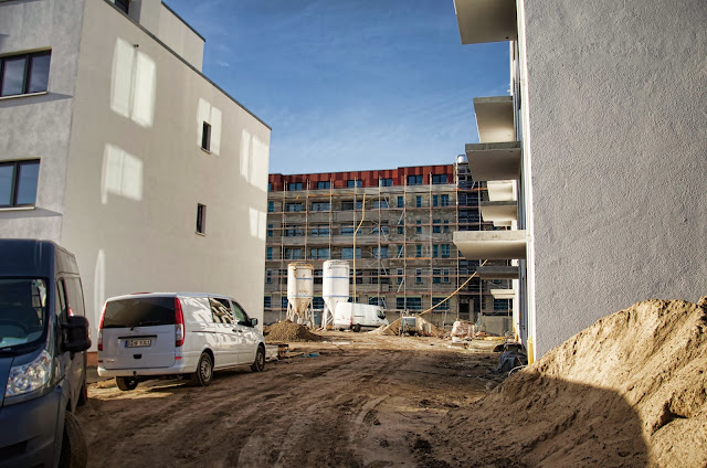 Baustelle Thaerstraße, zwischen Erich-Nehlhans-Straße und Zur Marktflagge, Zur Innung, 10247 Berlin, 07.01.2014