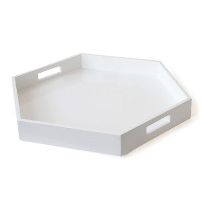 hexagon lacquer tray, white, jonathan adler, modern