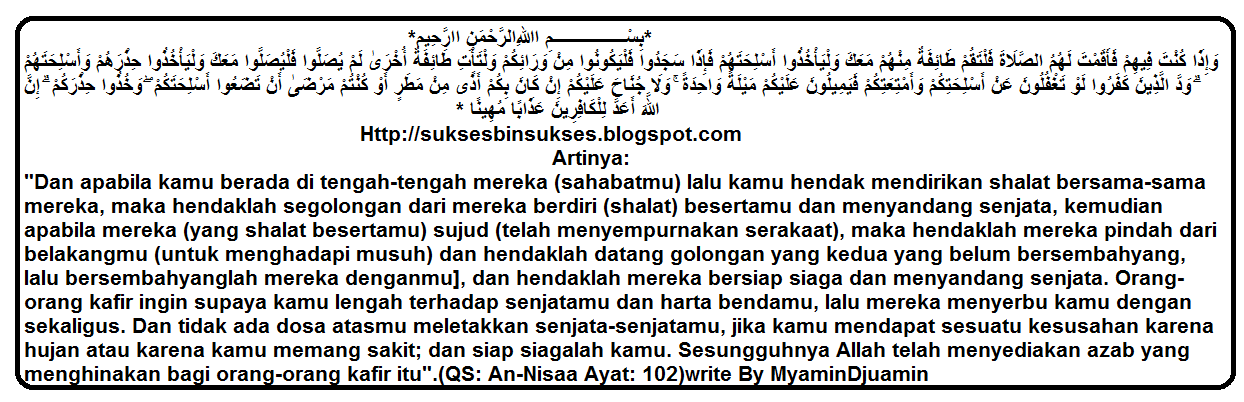 perintah shalat QS.Annisa' ayat 102