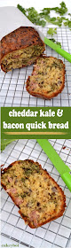 Quick bread made with cheddar cheese, bacon lardons, onions, kale, sriracha sauce baked into a loaf.