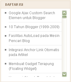 Membuat Widget Daftar Isi