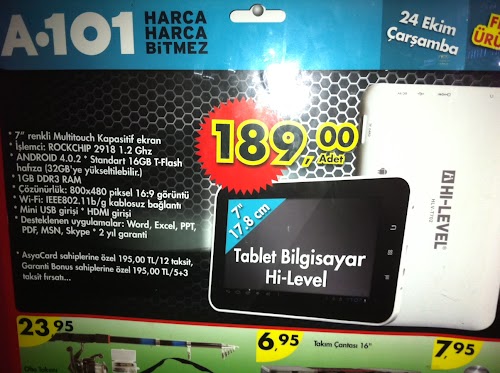 Hi-Level HLV-T702 Tablet PC 189,00 TL - A101 24 Ekim 2012 Aktüel Fırsat Ürünleri