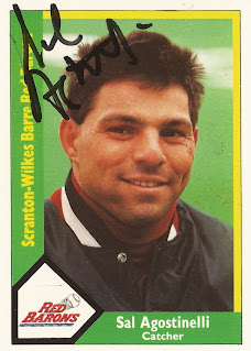 Sal Agostinelli autographed 1990 Scranton-Wilkes Barre Red Barons card