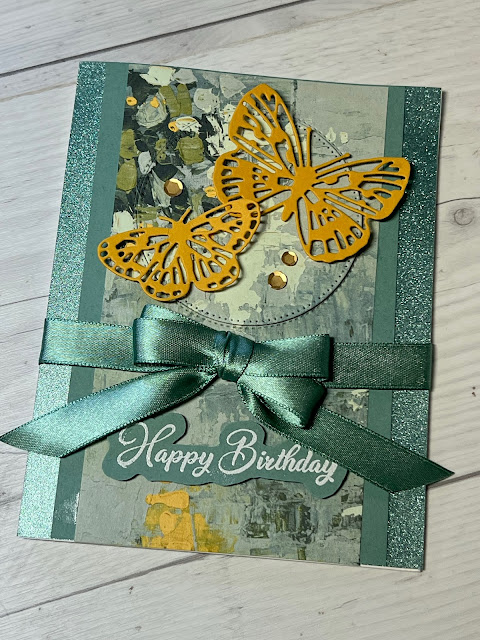 Floral greeting card using Stampin' Up! Brilliant Wings Dies