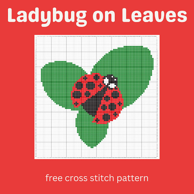 Ladybug on Leaves - Free Cross Stitch Pattern