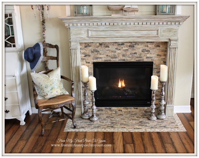 Simple Nautical Fireplace Mantel Display-Luminara Candles-Balsam Hill-Farmhouse Style- From My Front Porch To Yours