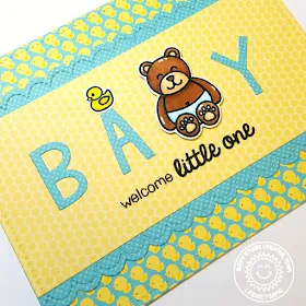 Sunny Studio: Baby Bear Welcome Little One Card by Lindsey Sams.
