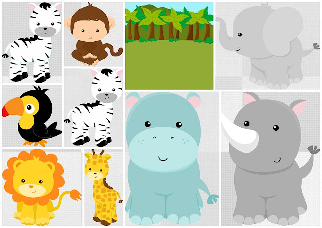 Clipart de Animales de la Selva Bebés. 