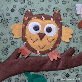 Owls Woodland Quilted Panel by Claire Noble