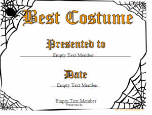 Printable Halloween Costume Certificates