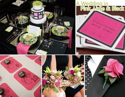 pink and black theme wedding