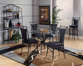 Contemporary Black Metal Glass Table Top Dinette Set