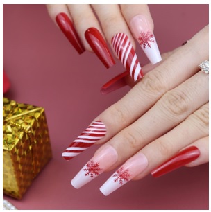 uñas rojas para navidad