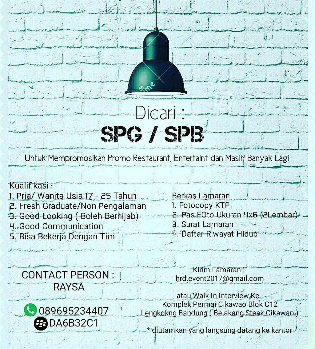 Lowongan Kerja SPG & SPB Bandung Agustus 2017 - Info 