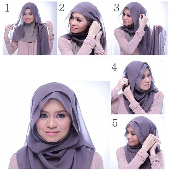tutorial hijab segi empat untuk wajah bundar terbaru