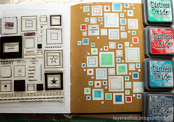 Layers of ink - Shadow Stenciling and Stamping Tutorial by Anna-Karin Evaldsson. Stamp with Simon Says Stamp Mix and Match Squares Stamp Set.