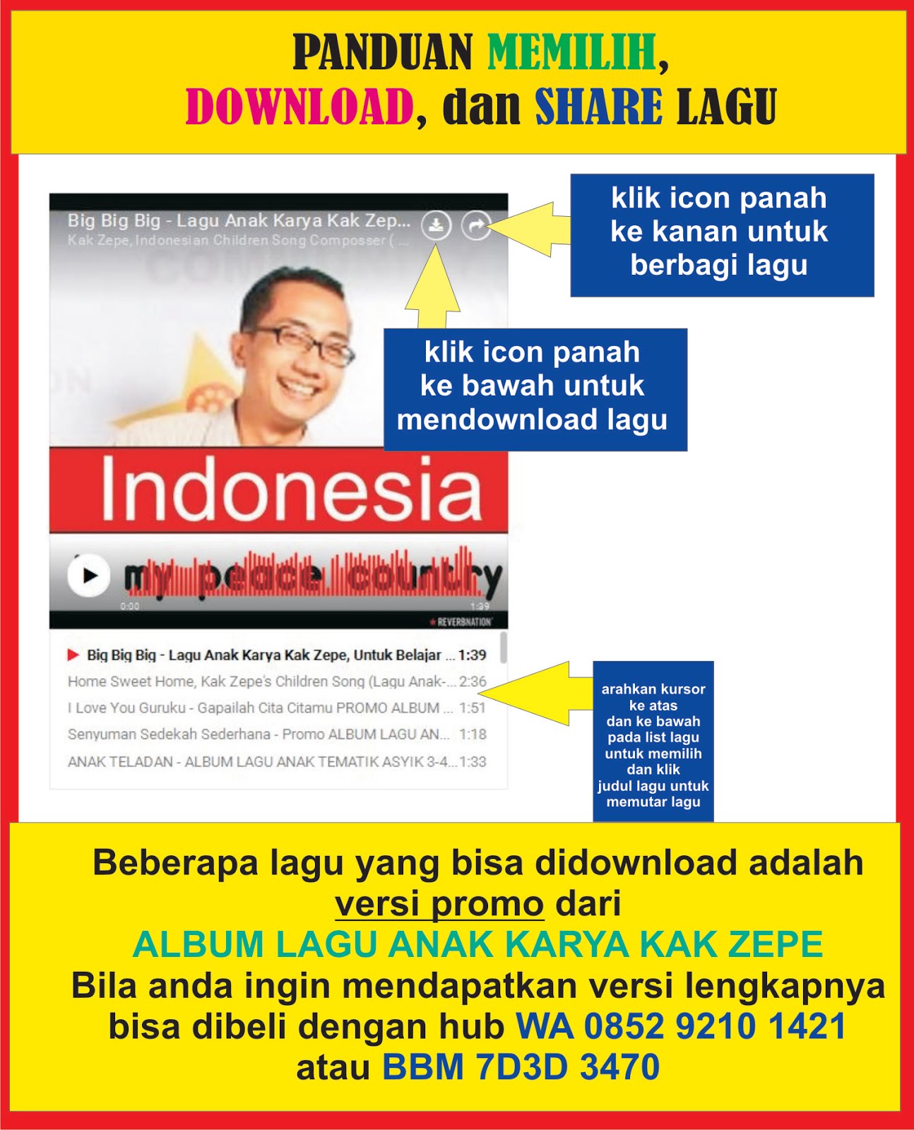 CARA DOWNLOAD LAGU ANAK KARYA KAK ZEPE