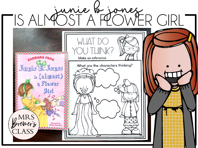 Junie B Jones is Almost a Flower Girl novel study book activities unit with companion printables, reading comprehension worksheets, and literacy lesson ideas for First Grade and Second Grade