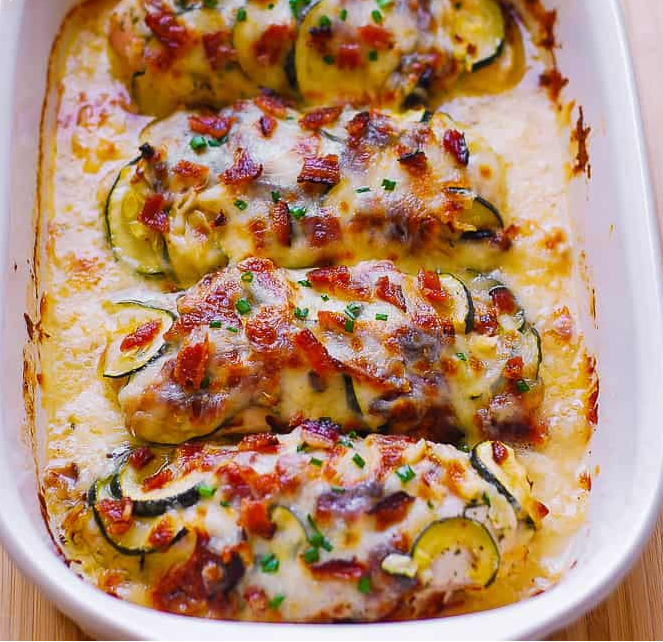 Chicken Zucchini Bake with Bacon
