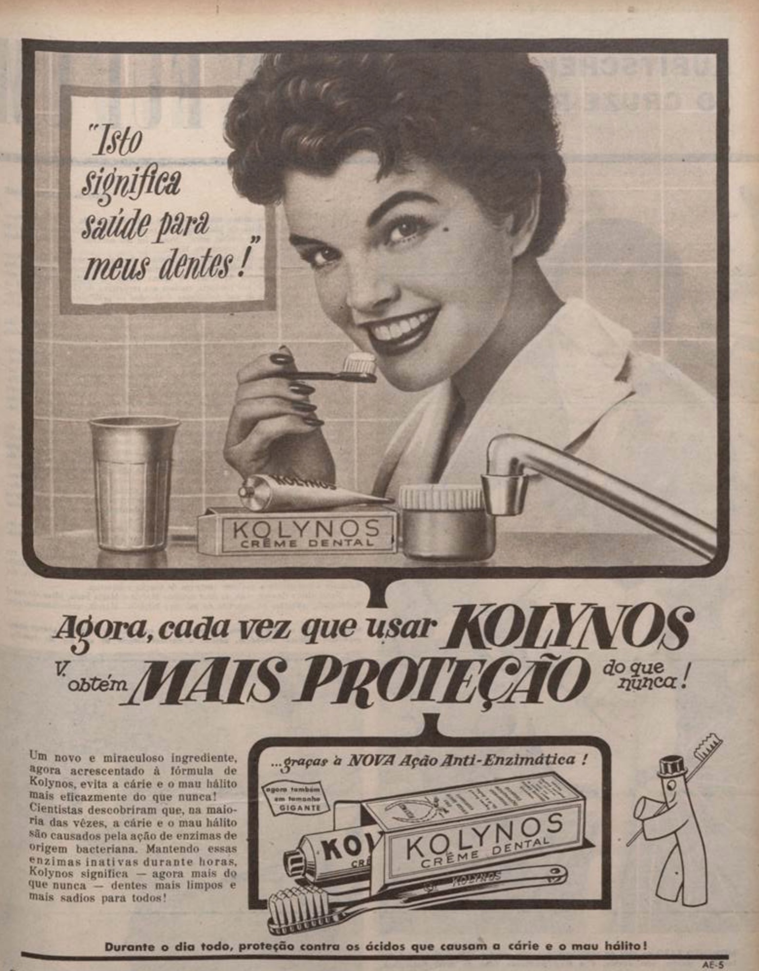 Propaganda do creme dental Kolynos veiculada no ano de 1955