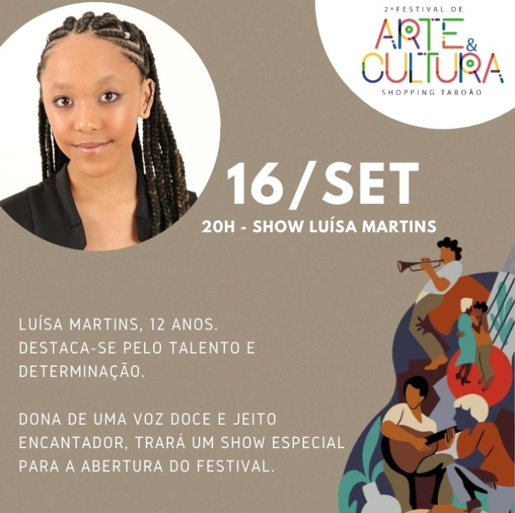 Luísa Martins faz show na abertura do Festival de Arte e Cultura do Shopping Taboão
