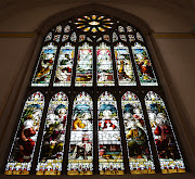 Tour Scotland photograph shot today of a stained glass window in Dunfermline .