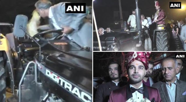 Karnal groom rides tractor to wedding venue in support of the farmers' strike