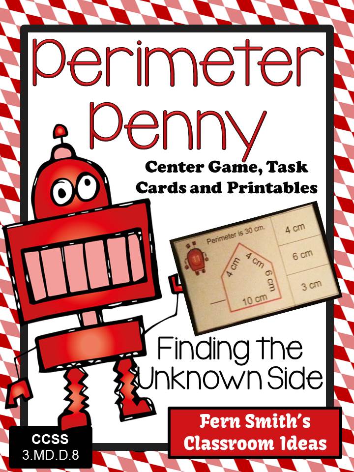 Perimeter Penny Mega Math Pack - Finding the Unknown Side for the Perimeter Printables, Task Cards and Center Game For 3.MD.D.8 at TPT.