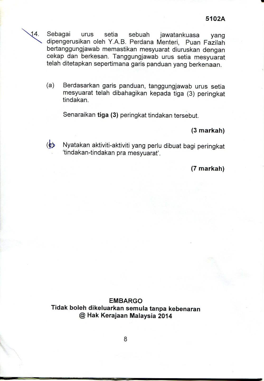 Contoh Soalan Dan Jawapan Peperiksaan Kpsl N29 Bahagian 1 