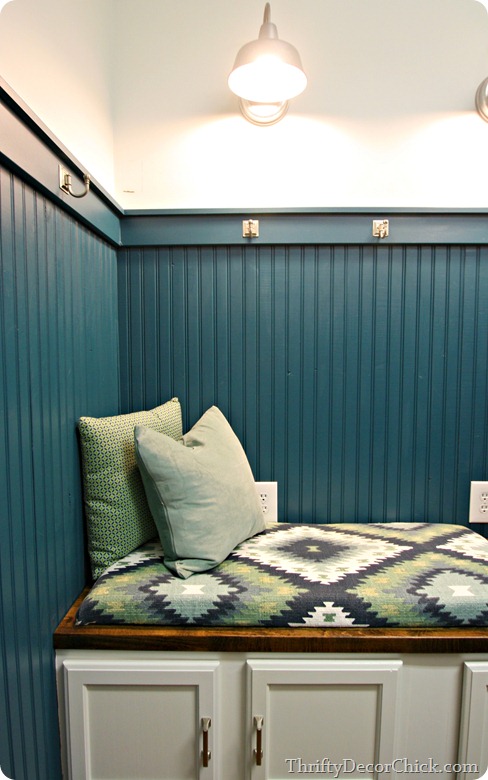bench made of kitchen cabinets