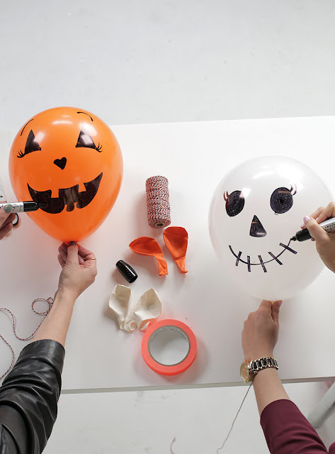 Esqueleto e fantasma - Decoração de Halloween com balões - PAP 03