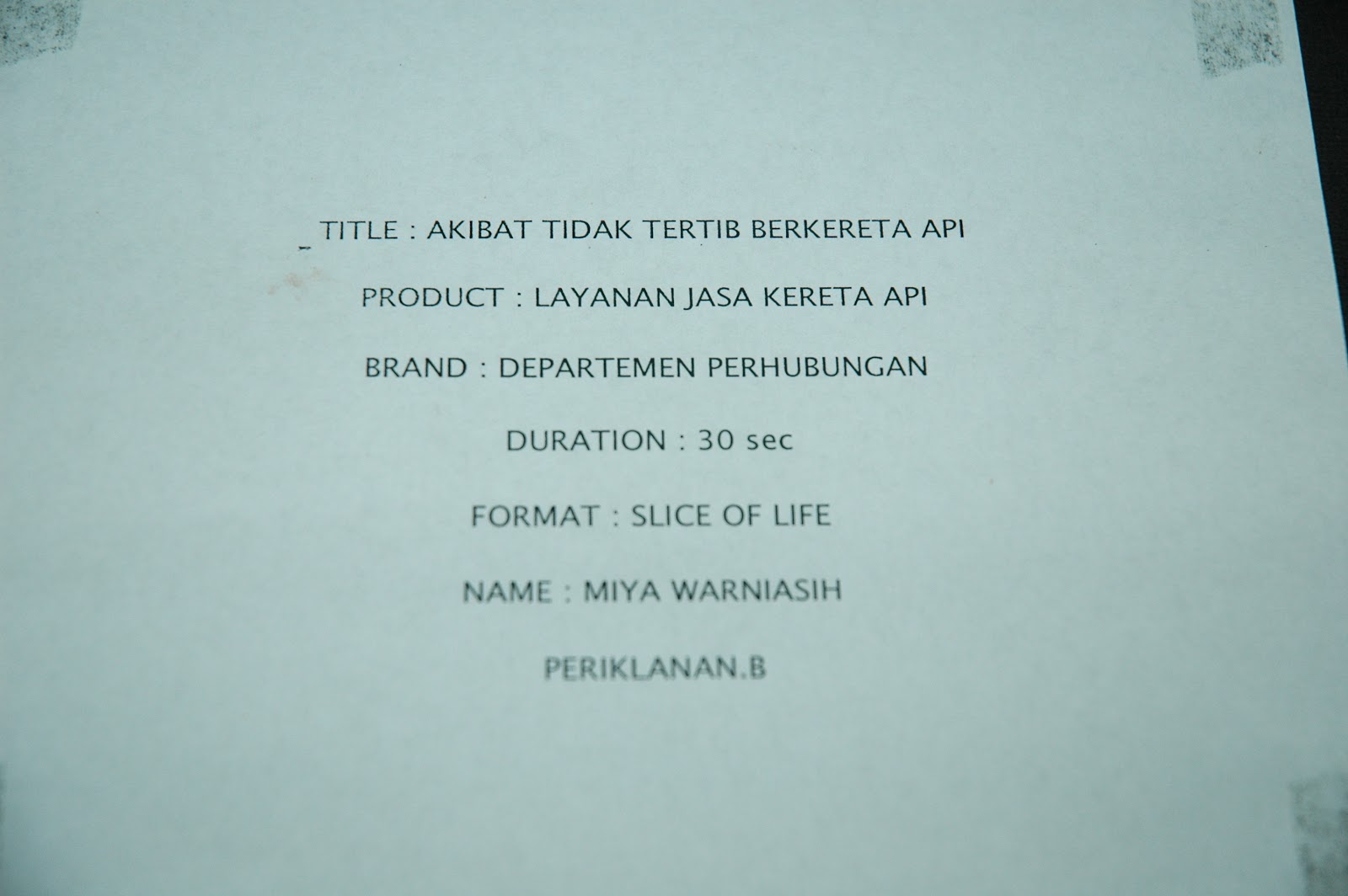 Contoh Storyboard Iklan Layanan Masyarakat Lalu Lintas 