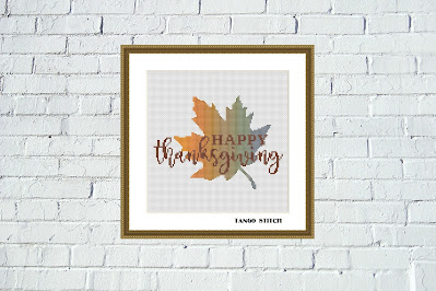 Happy thanksgiving gradient cross stitch pattern - Tango Stitch