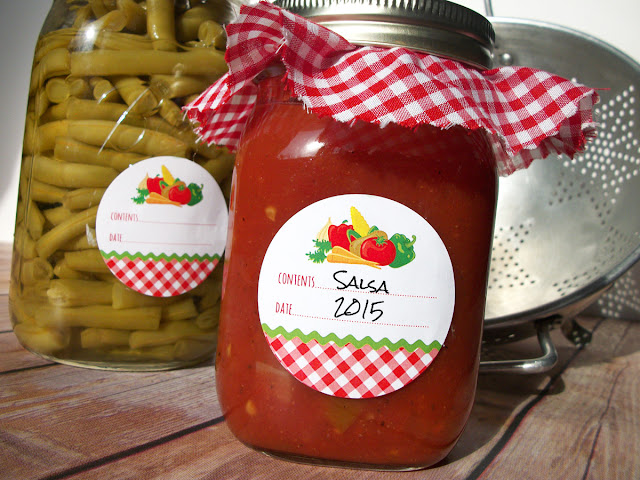 Gingham Vegetable Canning Jar Labels