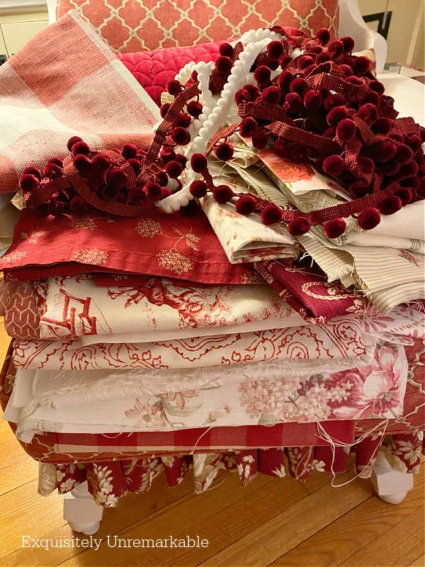 Red Cottage Style Upholstery Fabric