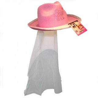 Bride to be Pink Cowboy Hat with Veil extension
