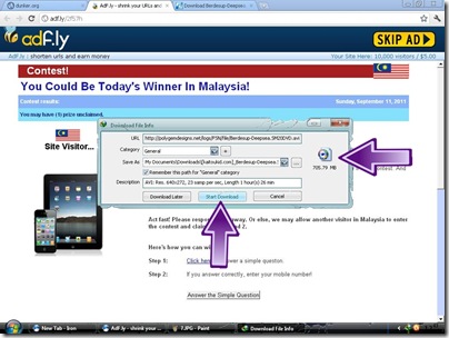 Kalau pakai IDM, Automatic dia detect link tu. Klik Start Download