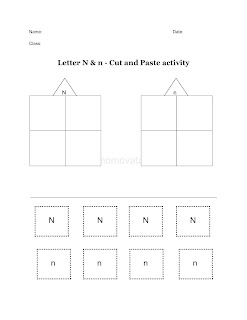 letter n cut and paste worksheets PDF