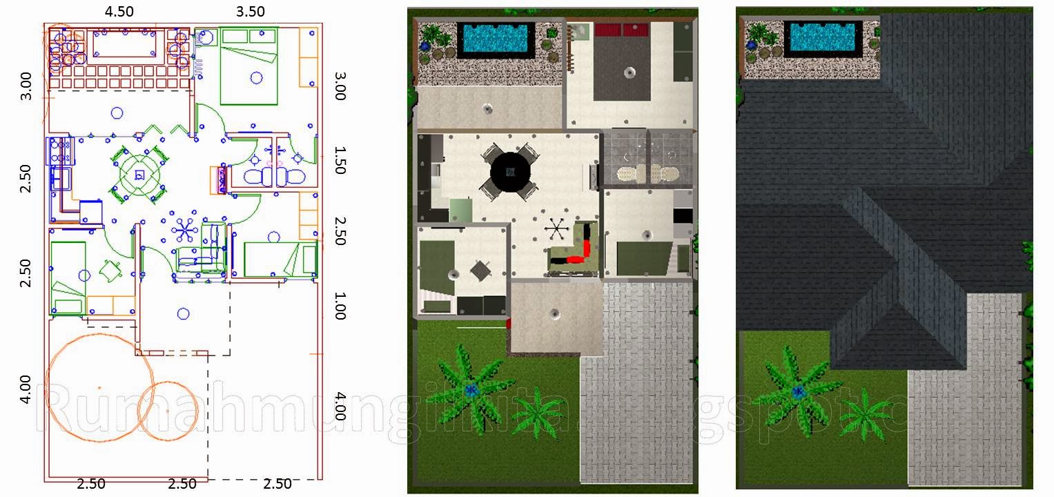 Desain Rumah Tipe 45 Tanah 90 1 Lantai 3 Kamar Tidur 1 Kamar