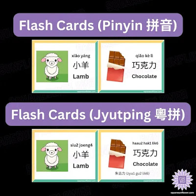 Chinese Flash Cards with Mandarin Pinyin and Cantonese Jyutping