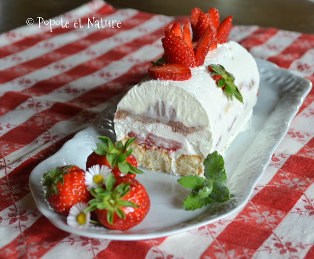 Bûche glacée à la rhubarbe et aux fraises © Popote et Nature