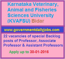 KVAFSU RECRUITMENT 2016 APPLY ONLINE FOR 22 FACULTY POSTS