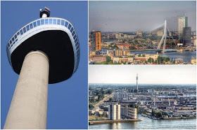 Euromast en Rotterdam – Vistas del Puente de Erasmo Erasmusbrug y el puerto Europoort