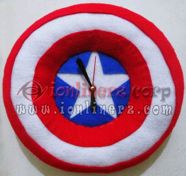 Jam Dinding Flanel Karakter Kartun Logo Kapten Amerika