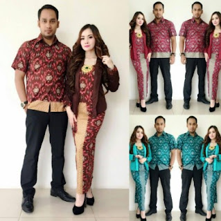 Contoh baju muslim batik keluarga seragam modern
