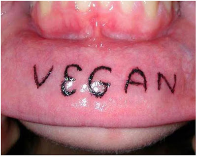 Vegan lip tattoo.